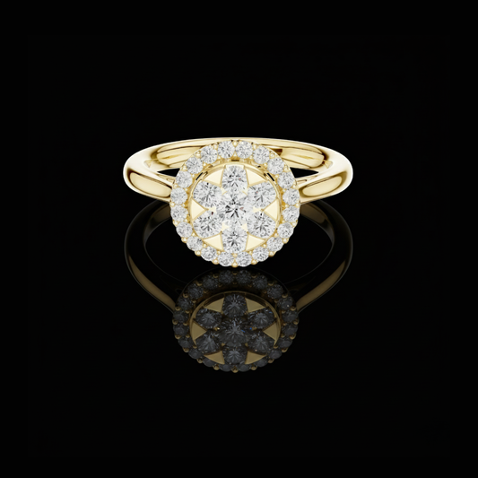 0.50 TWC Sparkling Round Brilliant Lab Grown Diamond Floral Burst Cluster Anniversary Ring For Her