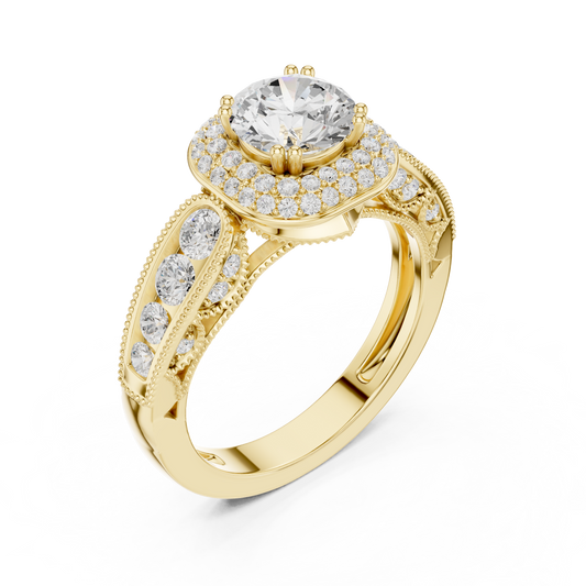 Round Cut Lab Diamond Wedding Ring With Halo Setting - view 2