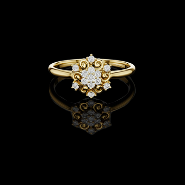 0.082 TCW Exquisite Ring with Intricate Floral Motif and Moissanite Diamond Cluster