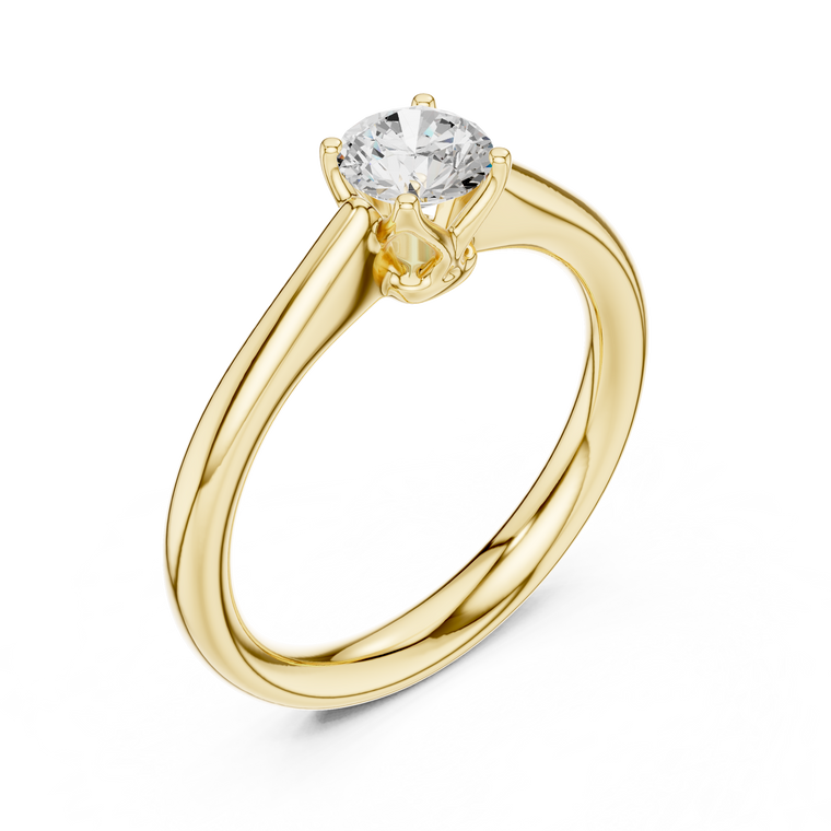 Round Cut Lab Diamond Solitaire Ring With Four Prong Basket Setting - view 2