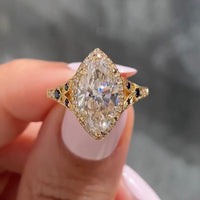 3.00 CT Vintage Inspired Moissanite Marquise Cut Diamond Halo Engagement Ring For Her