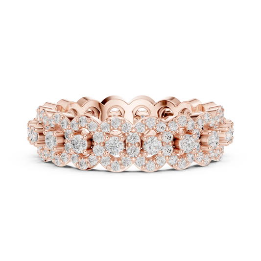 Round Cut Floral Cluster Lab Diamond Eternity Band Ring - view 2