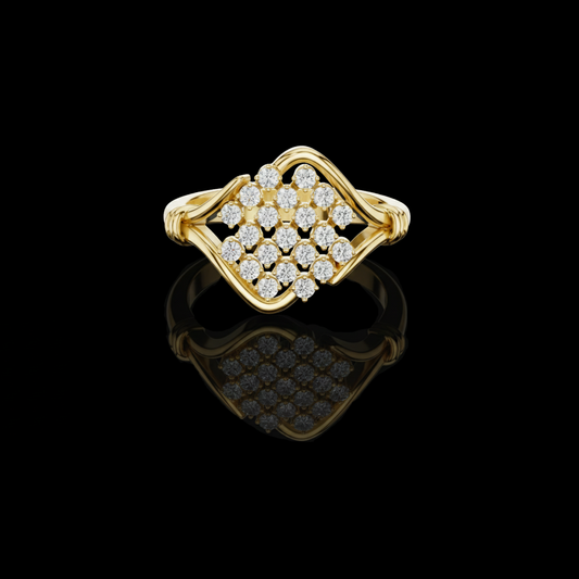 0.34 TCW Featuring a Cluster of Round Moissanite Diamond in an Elegant Wave Framed Design