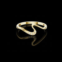 0.016 TCW Bespoke Minimalist Curved Stacking Round Band Modern Wave Moissanite Diamond Ring