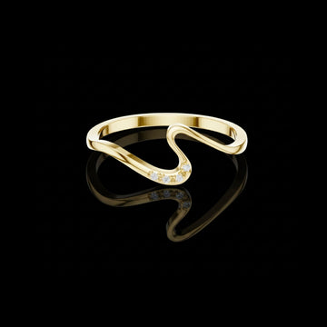 0.016 TCW Bespoke Minimalist Curved Stacking Round Band Modern Wave Moissanite Diamond Ring