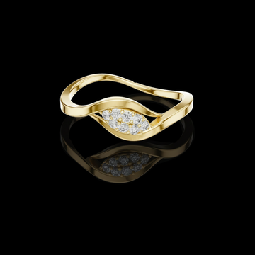 0.96 TCW Wave Design Ring Featuring a Sparkling Moissanite Diamond Cluster Accent