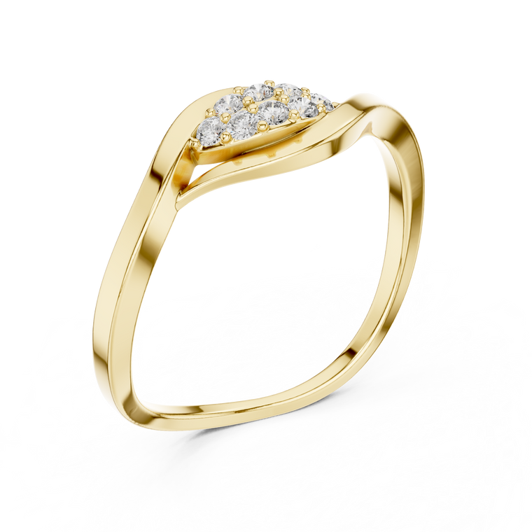 Curved Wave Round Lab Diamond Minimalist Ring For Women - view 2