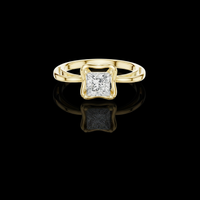 2.00 CT Sparkling Princess Lab Grown Diamond Ring with Artistic Wavy Frame and Sleek Polished Band