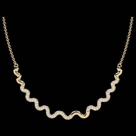 Curved Wave Bar Lab Grown Diamond Pave Necklace