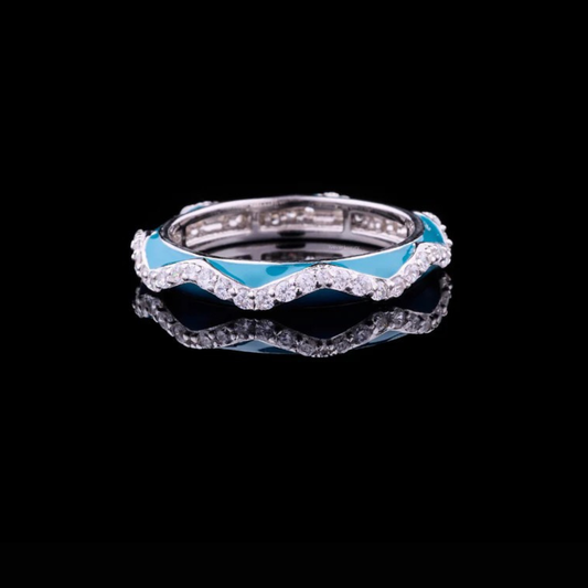0.50 TCW Wave Pattern Lab Grown Round Diamond Band with Modern Ocean Inspired Sparkle