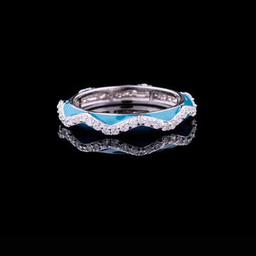 0.50 TCW Wave Pattern Moissanite Round Diamond Band with Modern Ocean Inspired Sparkle