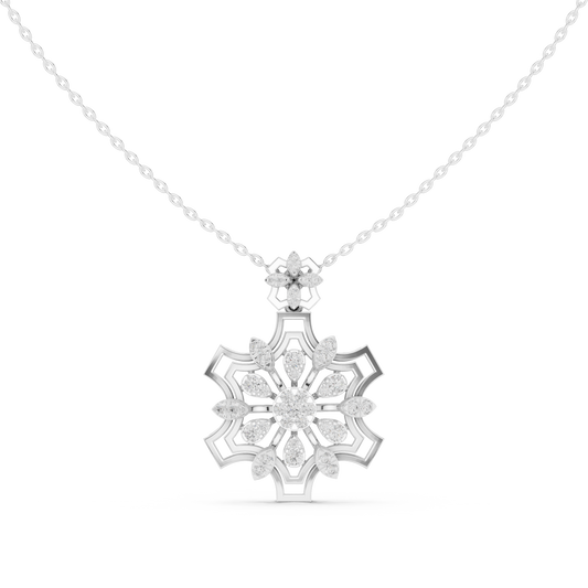 Round Snowflake Floral Pendant Necklace - view 3