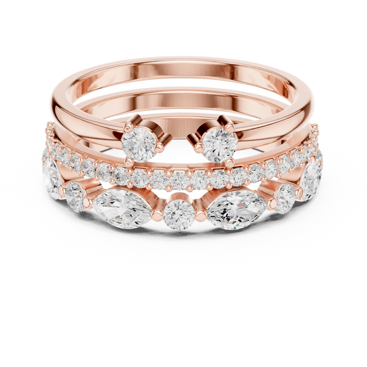 1.17 TCW Modern Gold Round Cut Moissanite Diamond Shared Prong Wedding Band For Bride