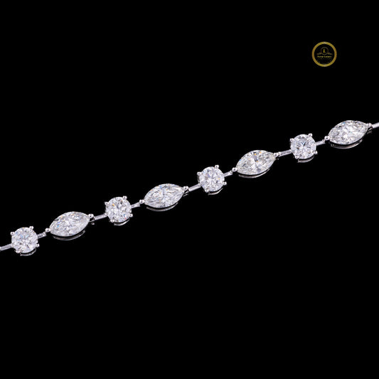 Alternating Marquise and Round Tennis Bracelet - view 3