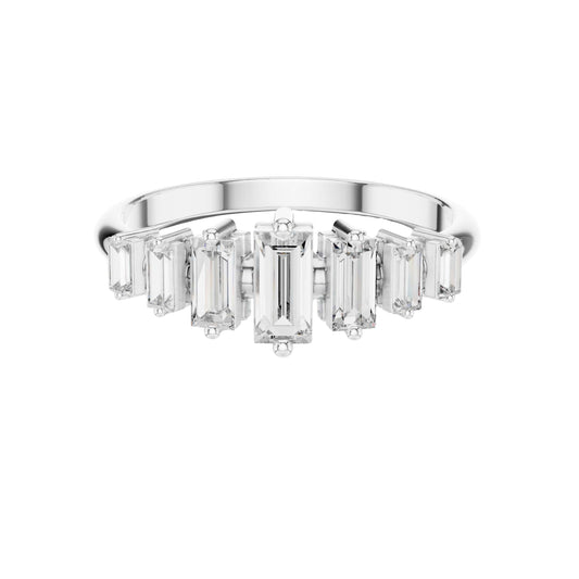 Baguette Cut Lab Diamond Bar Band Ring in Yellow Gold - view 3
