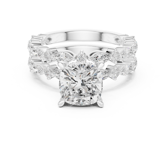 Cushion Cut Women's Nature Inspired Solitaire Ring Set - view 3