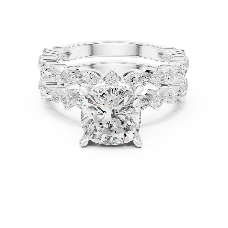 Cushion Cut Women's Nature Inspired Solitaire Ring Set - view 3