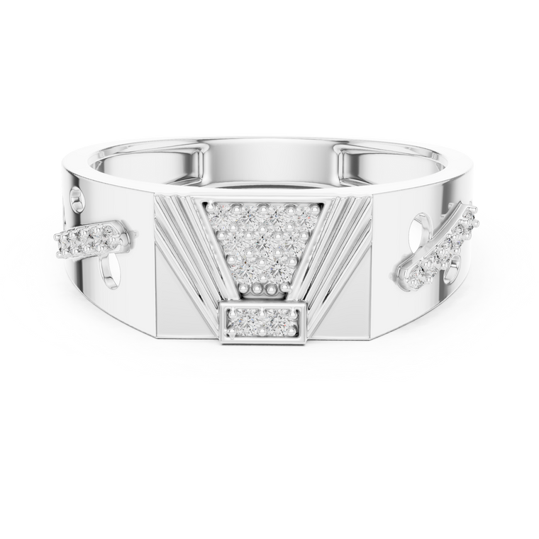 Round Cut Moissanite Men's Modern Openwork Orbital Cutout Engagement Ring - view 3