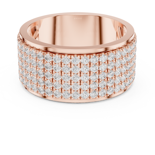 2.25 TCW Luxurious Multi Row Lab Grown Round Diamond Pave Wide Band Ring