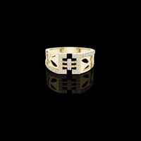 0.38 TCW Luxurious Round Lab Grown Diamond with Geometric Cutout Design Modern Pave Statement Ring for Him