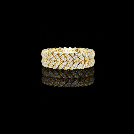 1.01 CT Graceful Wide Eternity Band with Triple Row Round Lab Diamonds in Interwoven Prong Setting