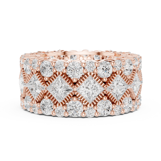 Round Lab Diamond Wide Band Statement Ring - view 2