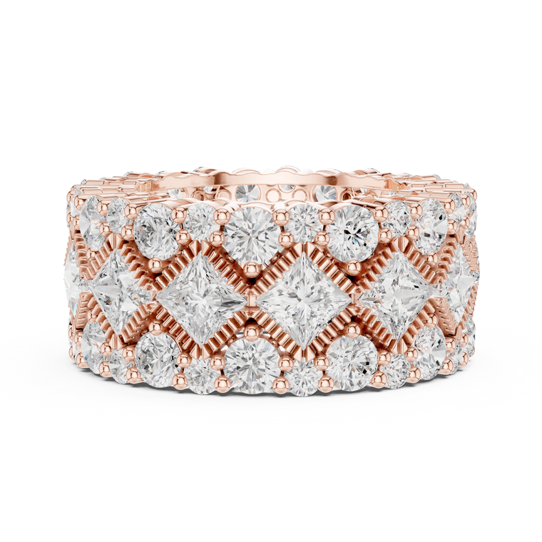 Round Moissanite Wide Band Statement Ring - view 2