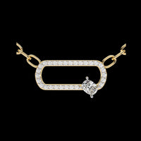 0.36 TCW Elegant Oval Link Moissanite Pendant Featuring Pave Detailing and Cushion Solitaire Diamond