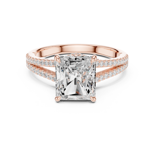 2.5 CT Lustrous Radiant Cut Diamond Split Shank Moissanite Diamond Ring For Someone Special