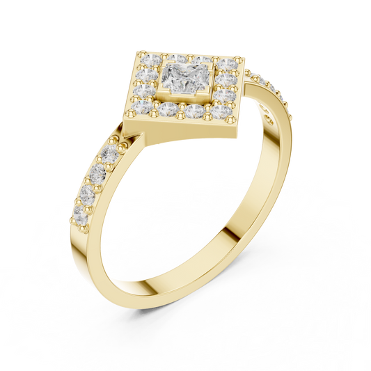 Princess Cut Halo Diamond Square Lab Grown Diamond Ring - view 4