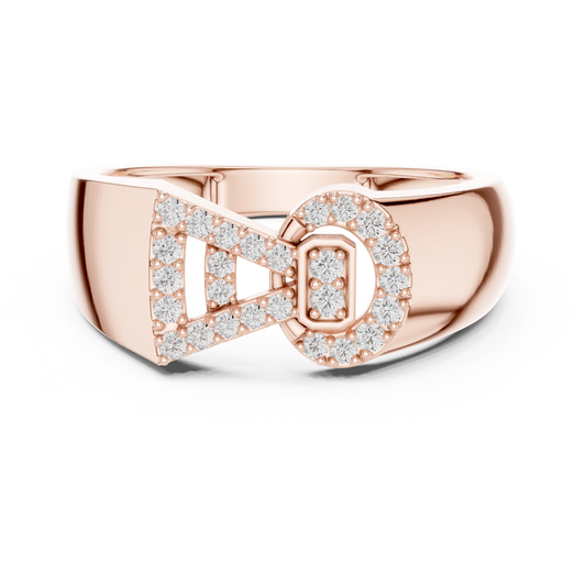 0.25 TCW Luxurious Round Lab Grown Diamond Geometric Pave Set Stone Ring Contemporary Designer Jewelry for Her