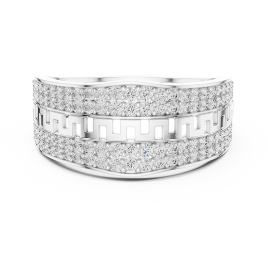 Round Cut Lab Grown Diamond Men's Double Pave Border Geometric Ring - view 3