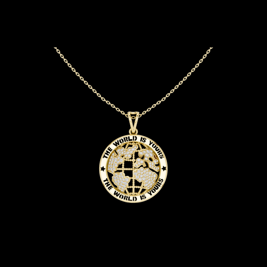 1.06 TCW Luxury Moissanite Diamond World Map “The World Is Yours” Luxury Globe Pendant Premium Unisex Jewelry