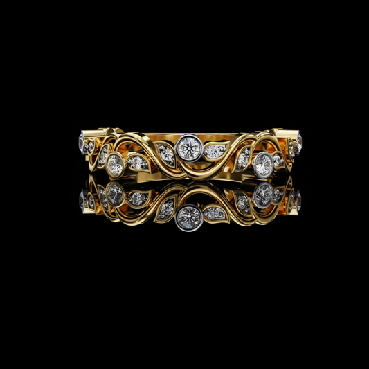 0.30 TCW Intricately Crafted Round Lab Grown Diamond Artistic Vine Design with Bezel Diamonds