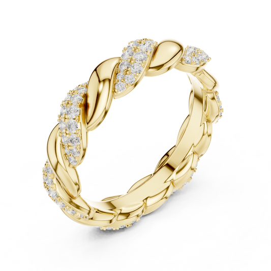 Twisted Pave Lab Diamond Eternity Wedding Band Ring - view 4