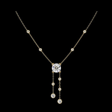 0.47 CT Dazzling Round Cut Diamond Necklace Lab Grown Diamond Y-Shaped Pendant on a Delicate Chain