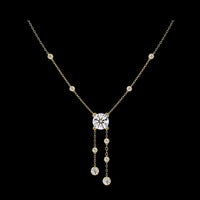 0.66 TCW Dazzling Round Cut Diamond Necklace Lab Grown Diamond Y-Shaped Pendant on a Delicate Chain