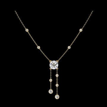 0.66 TCW Dazzling Round Cut Diamond Necklace Lab Grown Diamond Y-Shaped Pendant on a Delicate Chain