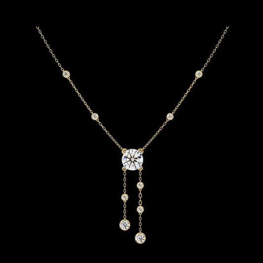 0.47 CT Dazzling Round Cut Diamond Necklace Moissanite Diamond Y-Shaped Pendant on a Delicate Chain