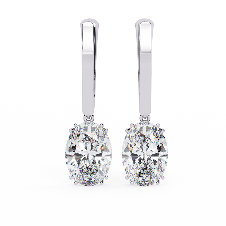 Oval Solitaire Drop Earrings - view 2