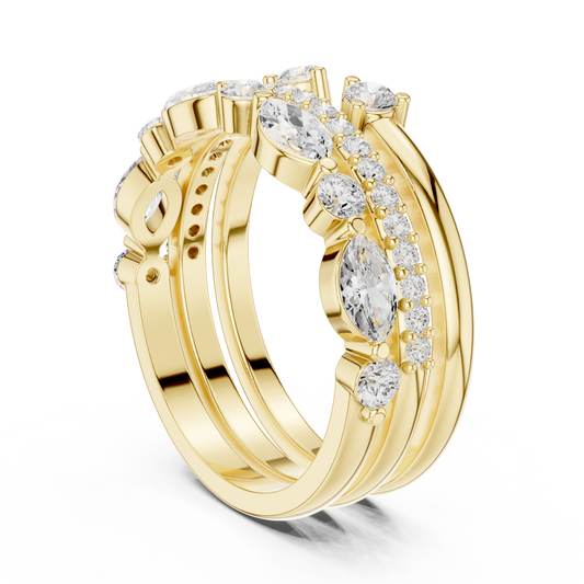 Stackable Marquise and Round Lab Diamond Ring Set - view 4