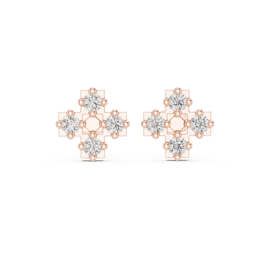 0.52 TCW Architectural Cross Moissanite Round Diamond Stud Earrings For Someone Special