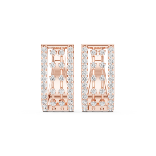 0.54 TCW Modern Rectangular Moissanite Diamond Drop Earring with Multi-Row Pave Detailing For Her