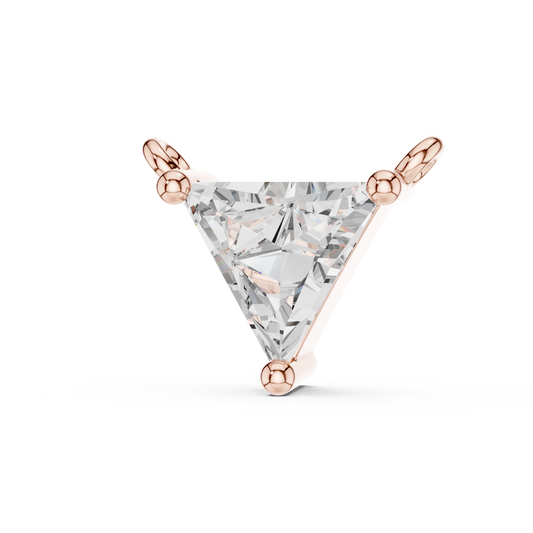 0.74 TCW Modern Trillion Cut Moissanite Diamond Pendant with Minimal Three Prong Floating Setting