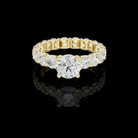 1.25 CT Sparkling Round Brilliant Cut Moissanite Diamond Eternity Ring with Grand Center Solitaire in Gold