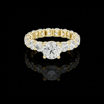 1.25 CT Sparkling Round Brilliant Cut Moissanite Diamond Eternity Ring with Grand Center Solitaire in Gold