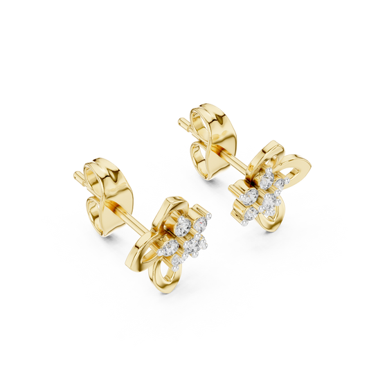 Celestial Floral Knot Round Stud Earrings with Cluster Petals - view 4