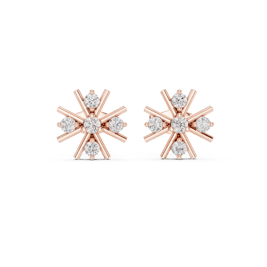 Starburst Round Geometric Cluster Stud Earrings - view 2