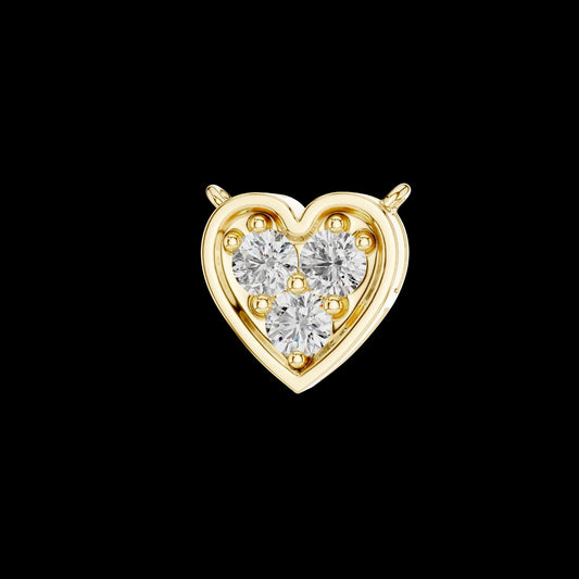 0.36 TCW Triple Round Cut Lab Grown Diamond Cluster Romantic Heart Shaped Pendant For Surprise