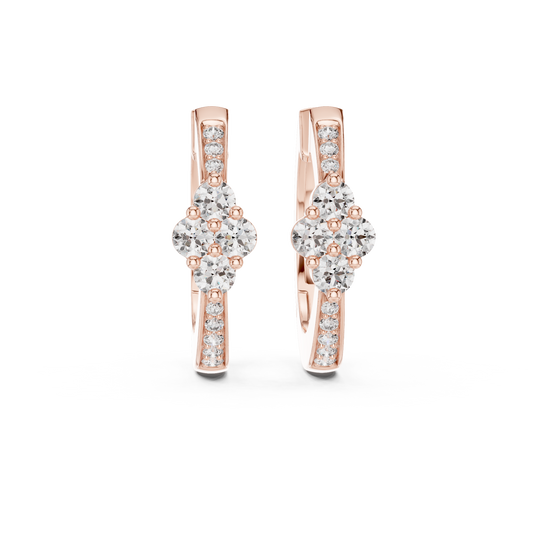 1.25 TCW Luxury Moissanite Diamond Cluster Hoop Earrings Crafted in Glossy Gold For Her